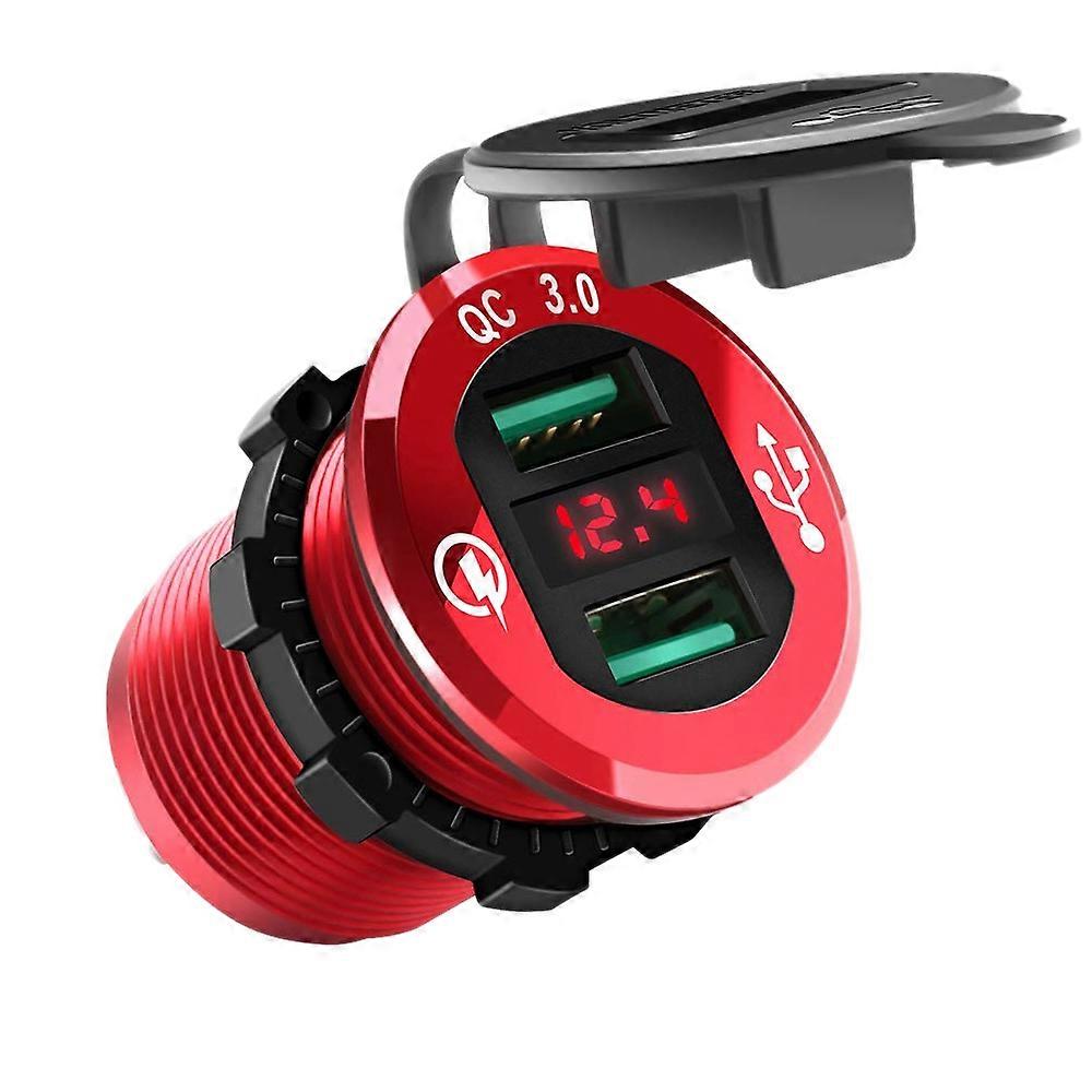 Quick Charge 3.0 USB Charger Socket, 12V/24V Dual USB Car Power Outlet Waterproof Cigarette Lighter