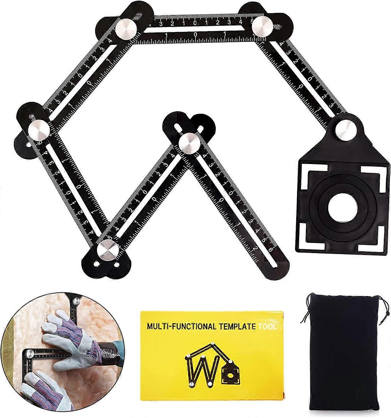 Multi-Angle Measuring Ruler With Positioning Hole, 6-Sided Aluminum Alloy Folding Ruler, Template Measuring Tool For Diyers, Carpenters, Tilers