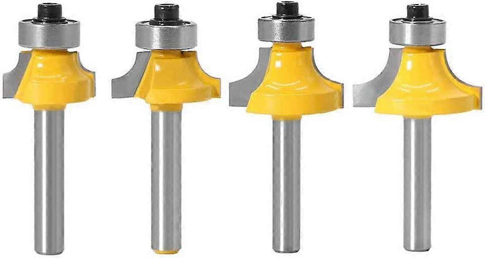 4PCS Woodworking Rounding Cutter Carbide Rounding Router Corner Cutting Radius 3.18mm, 4.76mm, 6.35mm, 7.92mm Countersink Quarter Rounding Edging Rout