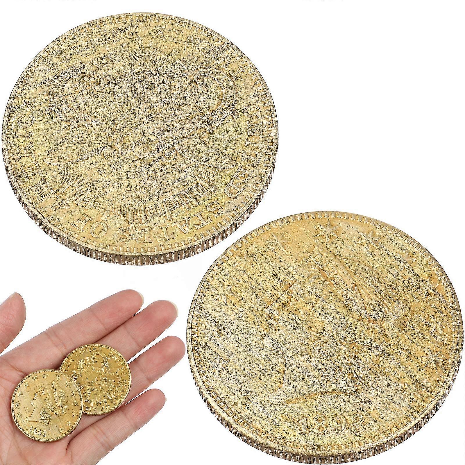 2pcs Copper Commemorative Coin Retro Home Art Collection Coin Double-sided Coin