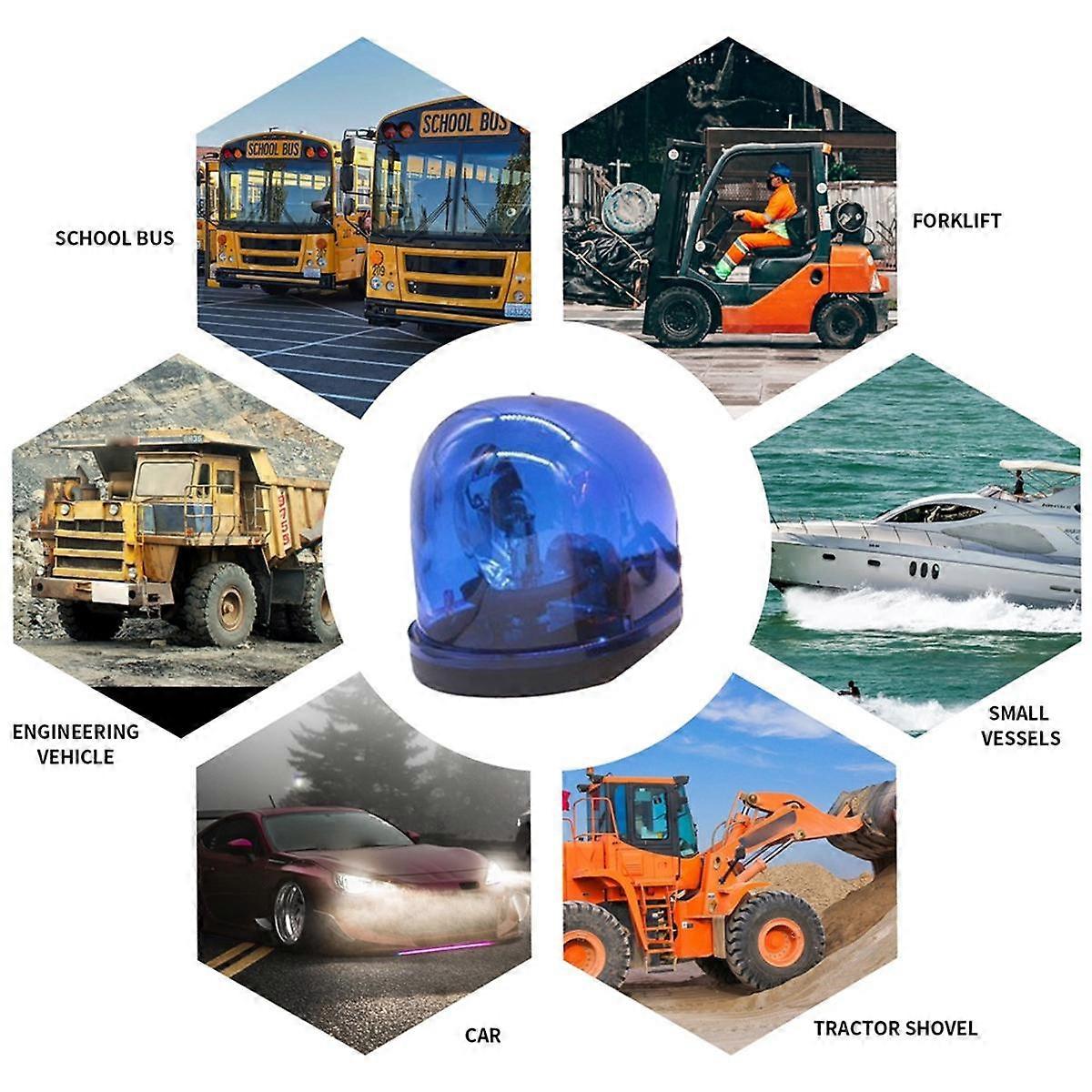 Blue 12V Snail-Type Rotating Car Alarm Lights Warning Light Ceiling Light Strobe Light Universal fo