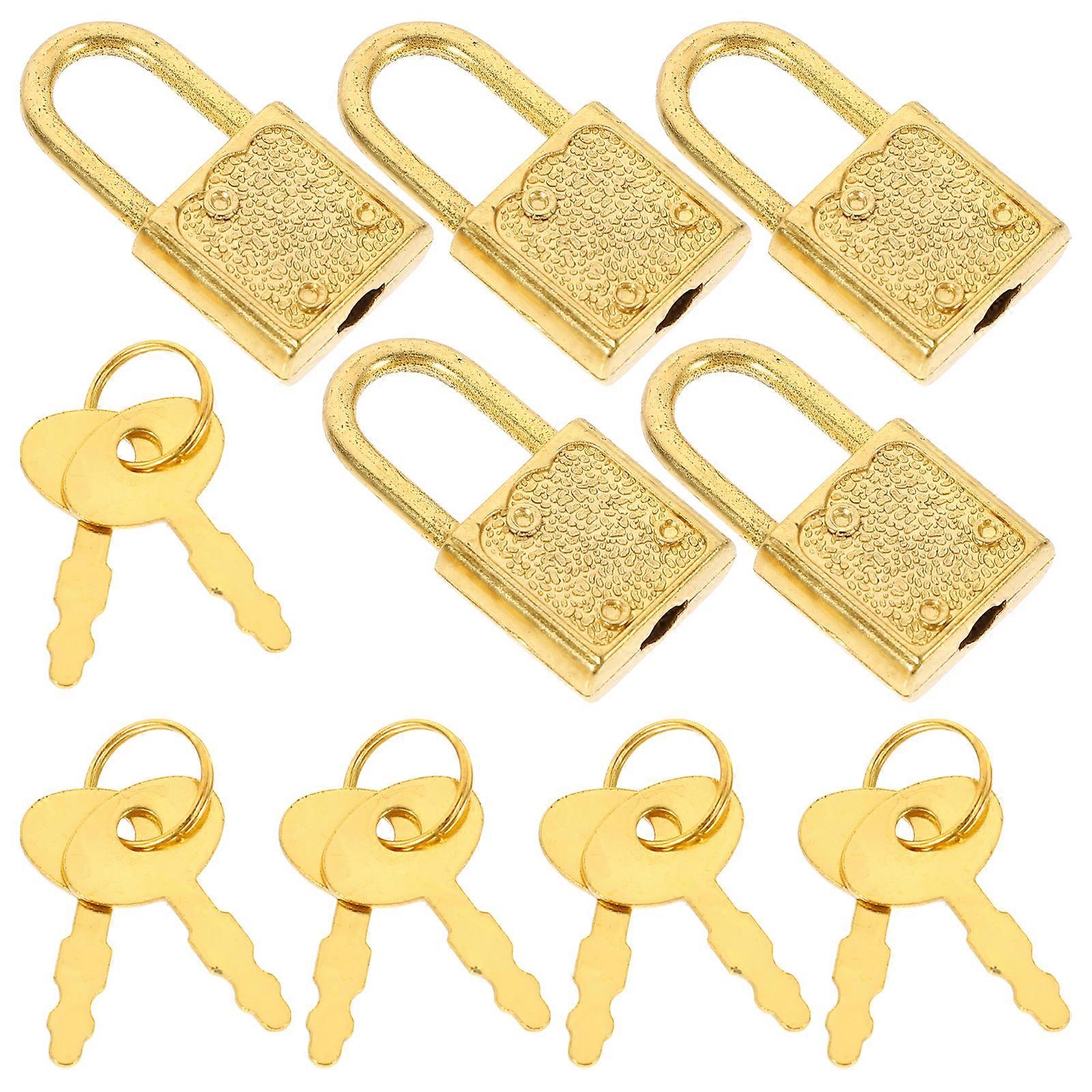 5 Sets Vintage Style Lock Antique Style Padlocks Box Metallic Lock with Keys