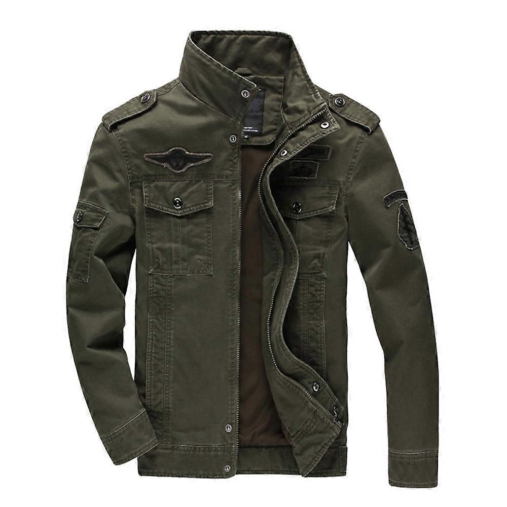 Men's Casual Stand-up Collar Jacket Long Sleeves With Multi Pockets for Spring And Fall