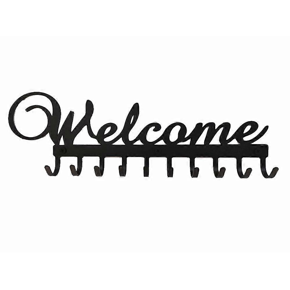 Key Holder Wall Mounted Key Hooks for Wall Decorative with 10 Hooks Black Metal Key Organizer Rack