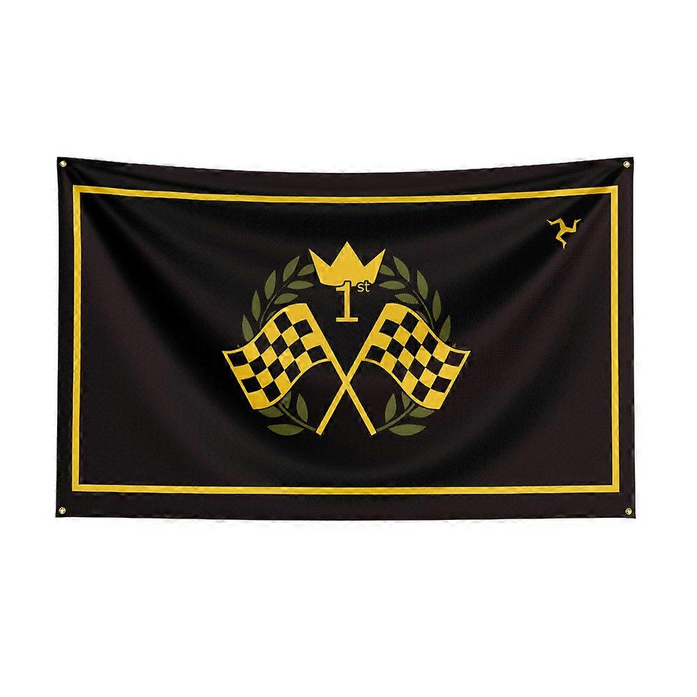 3x5 Ft Isle Of Man TT Flag Polyester Printed Motorcycle Flags for Garage Decor