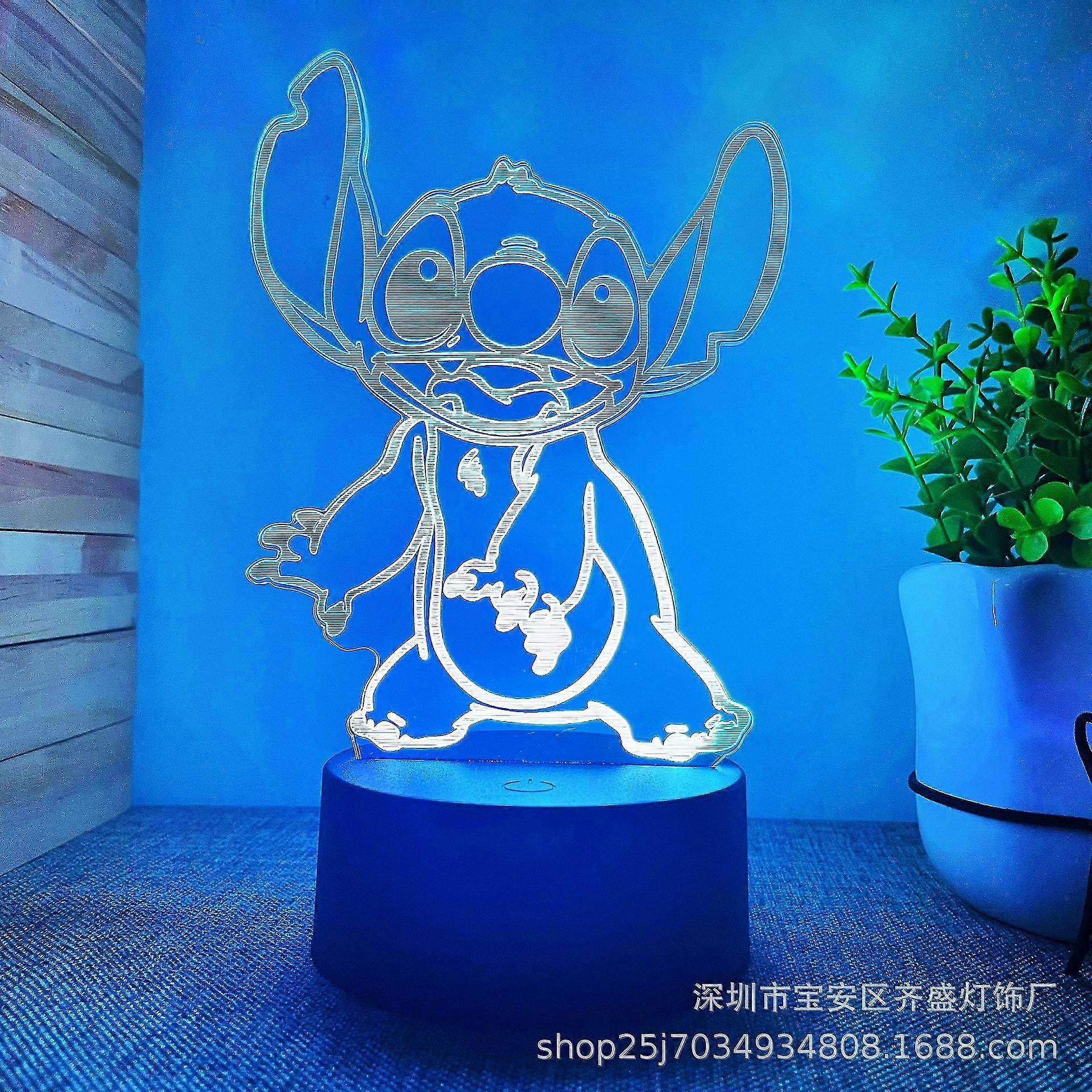 Cartoon Kawaii Stitch Lilo And Stitch Anime Character 3d Optical Illusion Led Bedroom Decor Sleep Table Lamp With Remote 7 Colors
