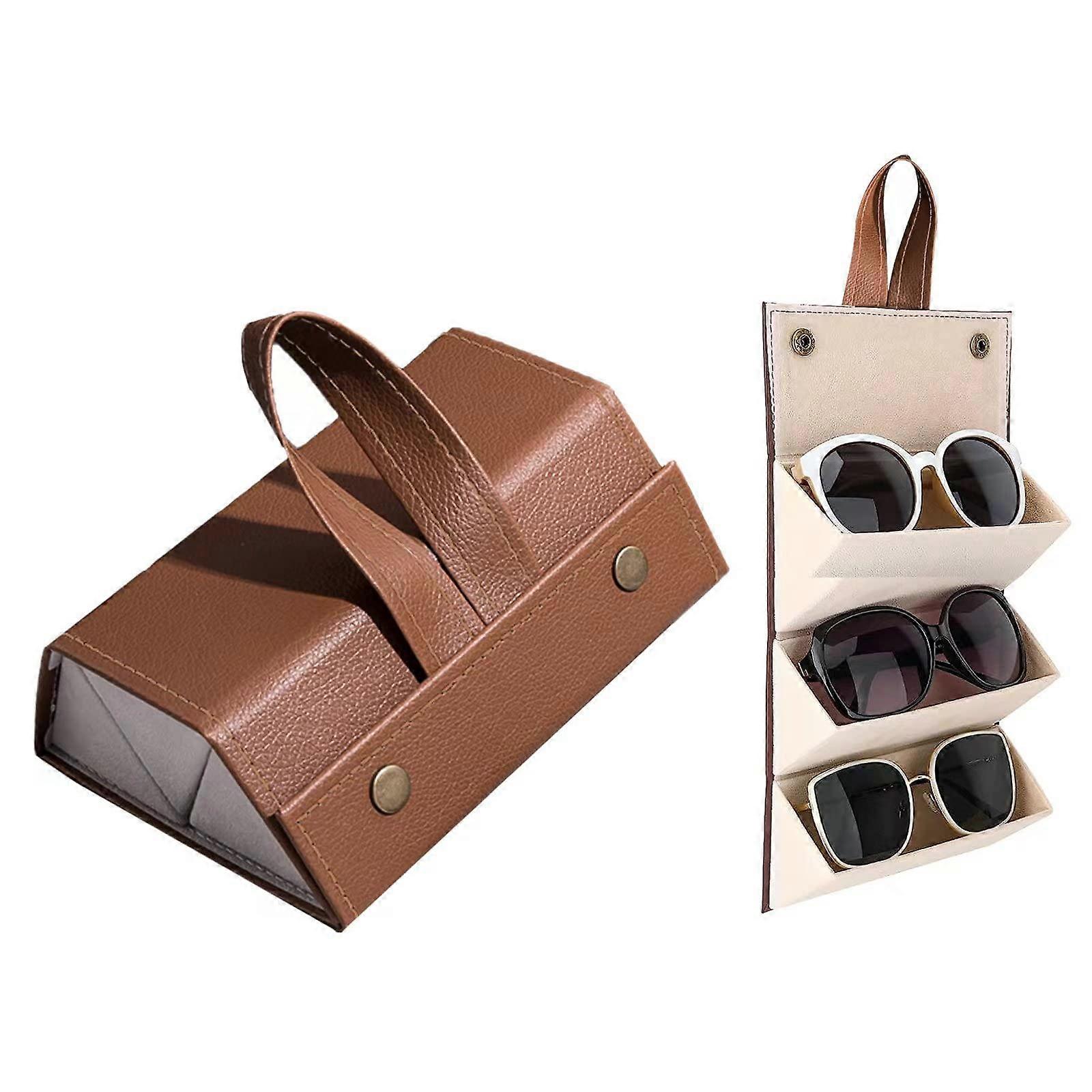 Glasses Case Organizer 3 Slot Foldable Eyeglasses Cases Hard Shell Travel Portable Sunglasses Storage Box