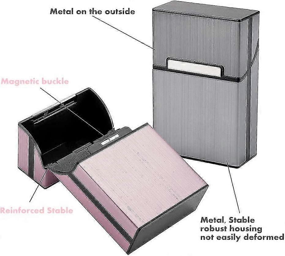 cigarette case aluminum 1pc Large Capacity 40-Stick Alloy With Automatic Flip Cover, Pressure-Proof & Moisture-Proof, Windproof & Crush Resistant Cigarette Holder, Great Gift For Men Durable ABS hard case with brushed zinc alloy panel Cigarette Case Metal Tobacco Holder