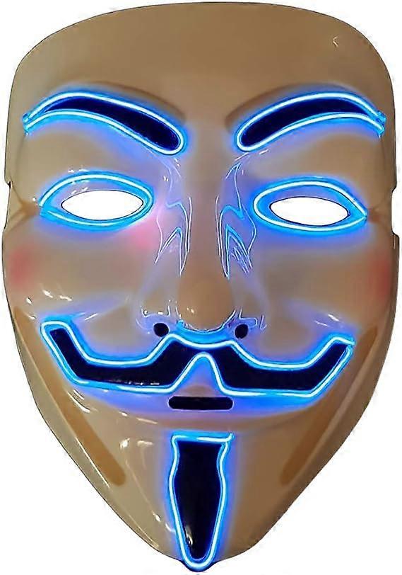 Anonymous Hacker Face Mask - Light Up Halloween Glow Mask for Vendetta Festival Party