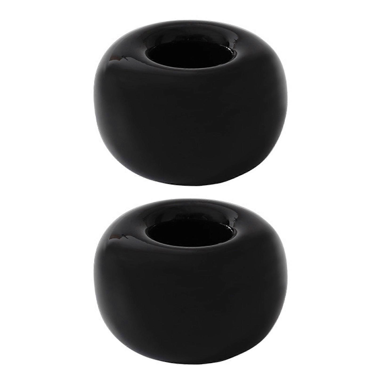 2 Pcs Toothbrush Holders Smooth Japanese Style Ceramics Round Solid Color Toothbrush Bases Bathroom Countertops Toothbrush Storage Stand