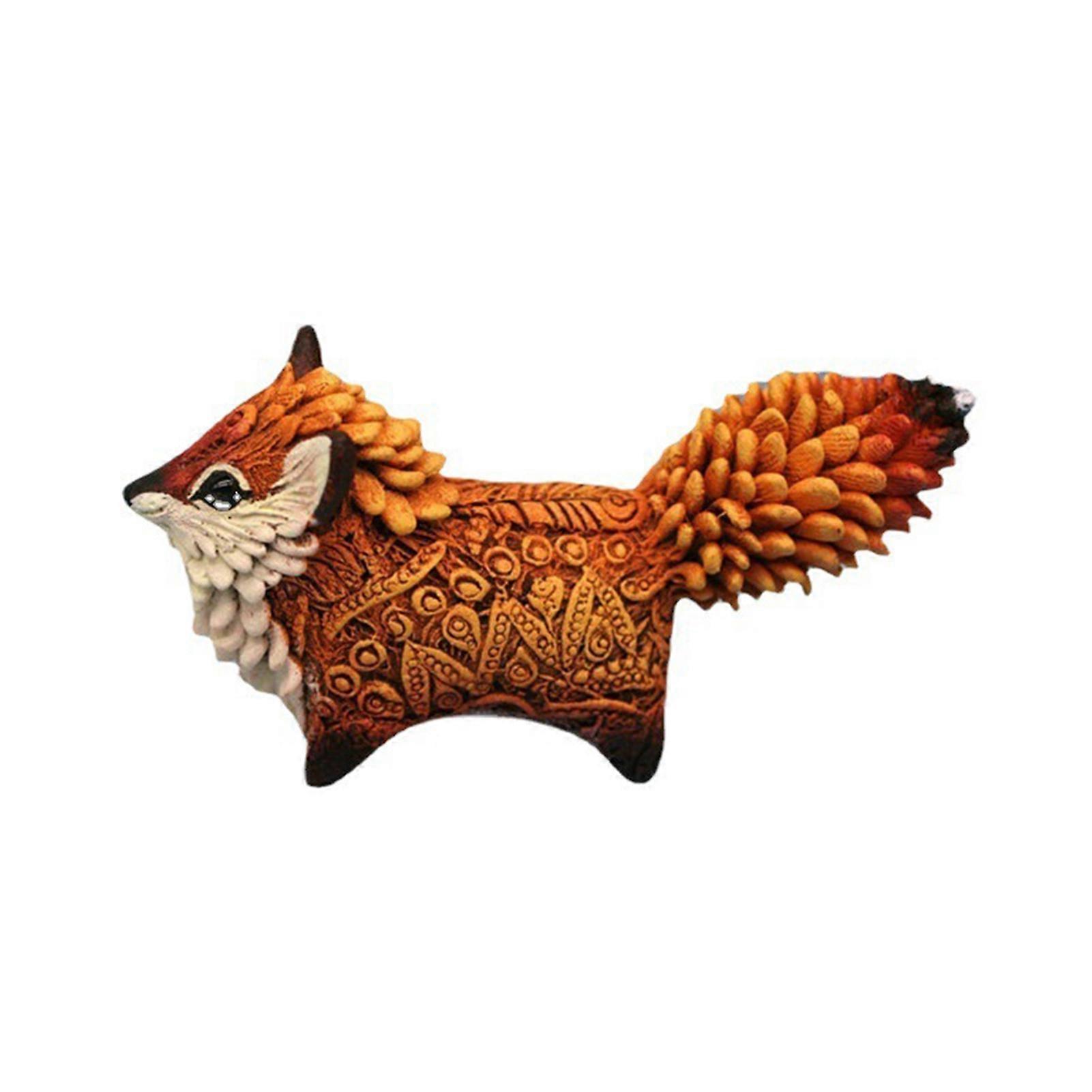 Fox Figure Realistic Solid Model Rich Details Non-fading Vivid Look Decoration Adorable Creative Crafts Desktop Fox Ornament Model Gift KAESI