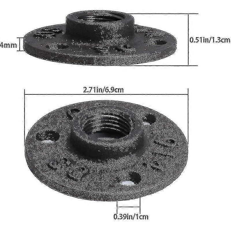 10pcs 3/4"" Bsp Floor Flange Cast Iron Threaded Flange Black Pipe Flanges 3 Hole Threaded Fitting With Screws For Industrial Furniture Diy Decor Mount