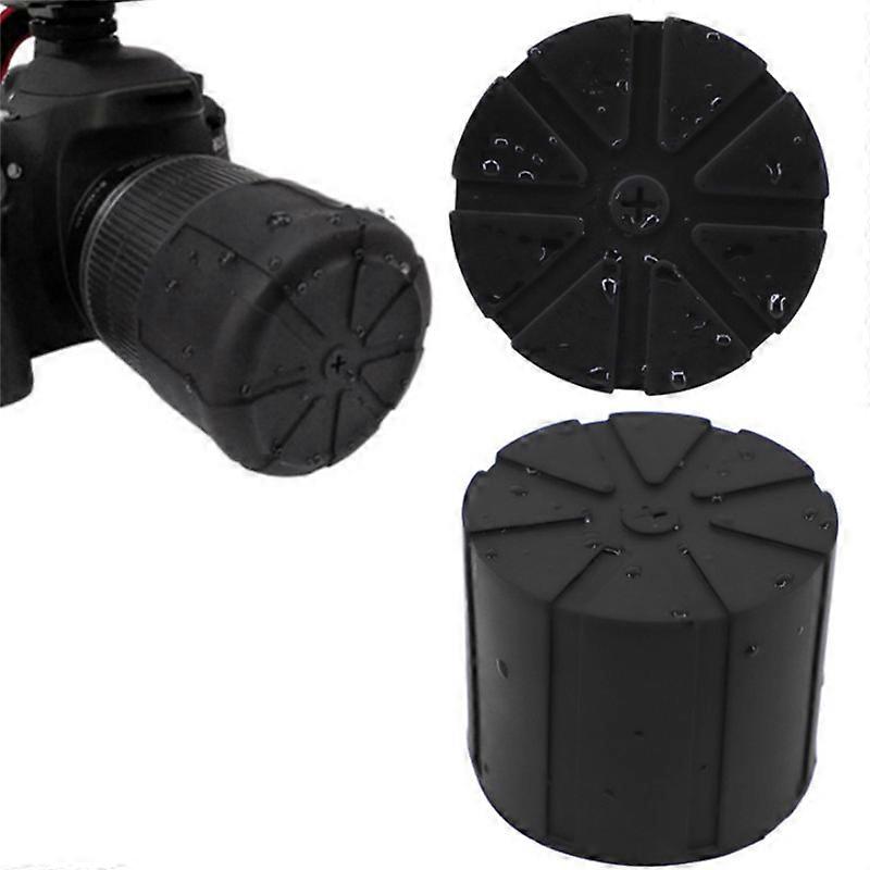 Wasserdichte Silikon-Universal-Objektivdeckelabdeckung - Passend für 99% DSLR-Objektive, elementsicher, lebenslange Abdeckung schwarz
