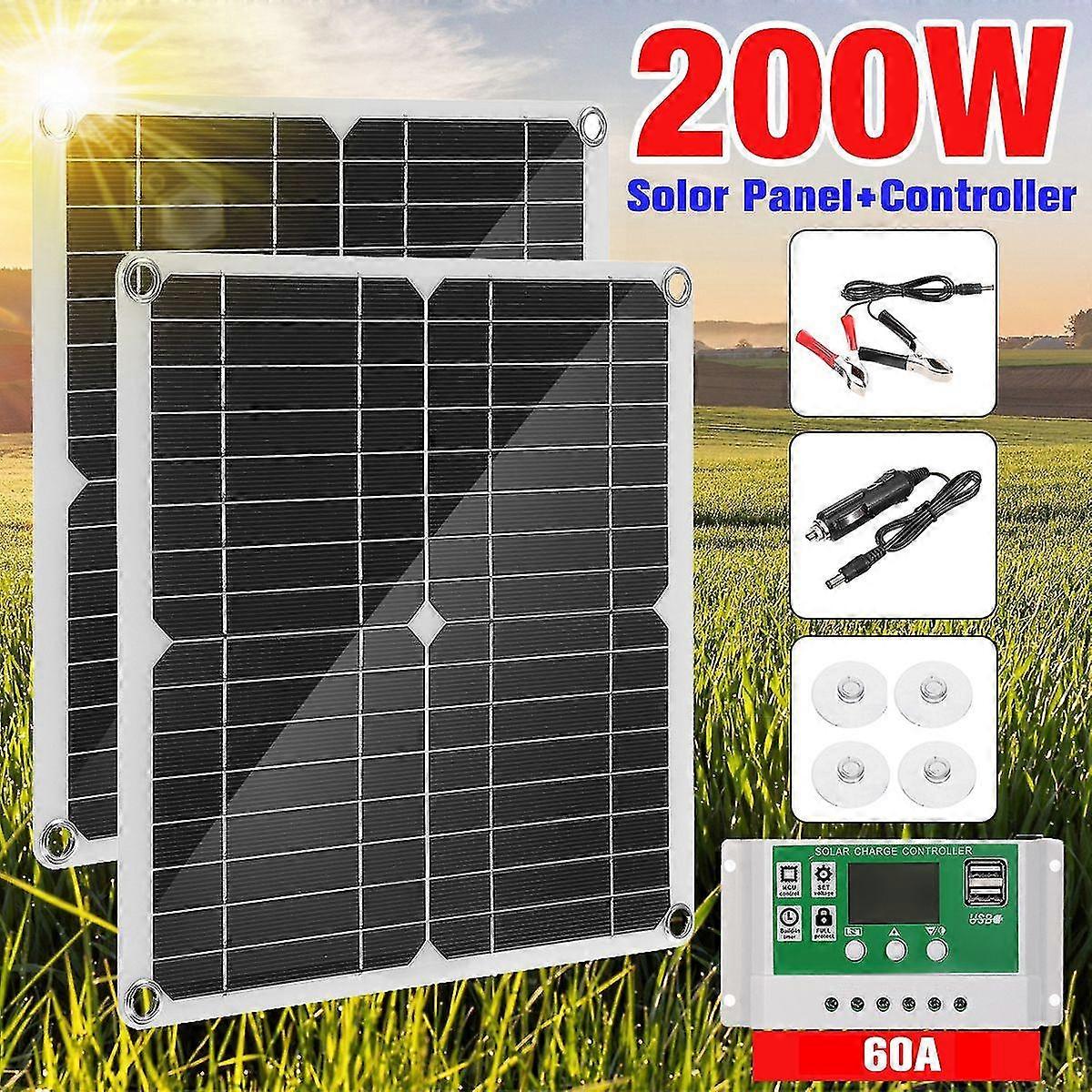 200w Solar Panel Kit 60a 12v Battery Charger With Controller
