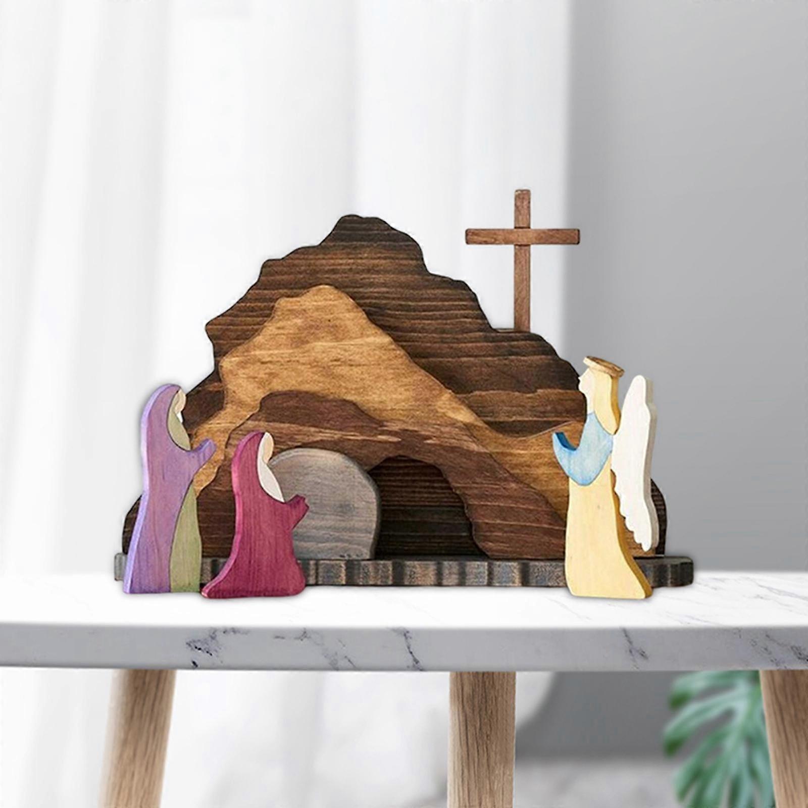 Påskeoppstandelse Scene Tre Figurer Tre Nativity Sett Dekorasjoner A