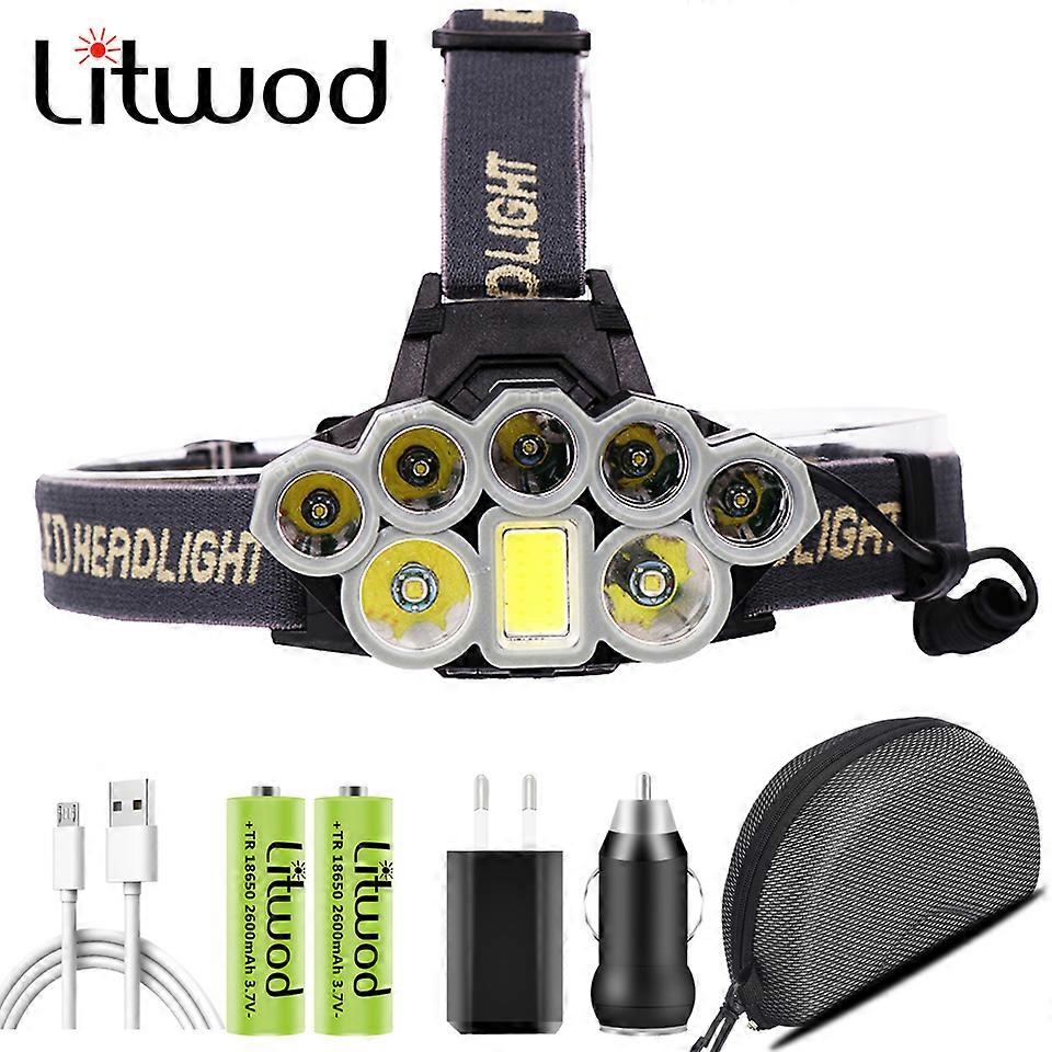 Powerful Headlamp Headlights Led Bulbs  USB Rechargeable 18650 Battery Head Flashlight Torch Lamp Waterproof 5000 Lumens