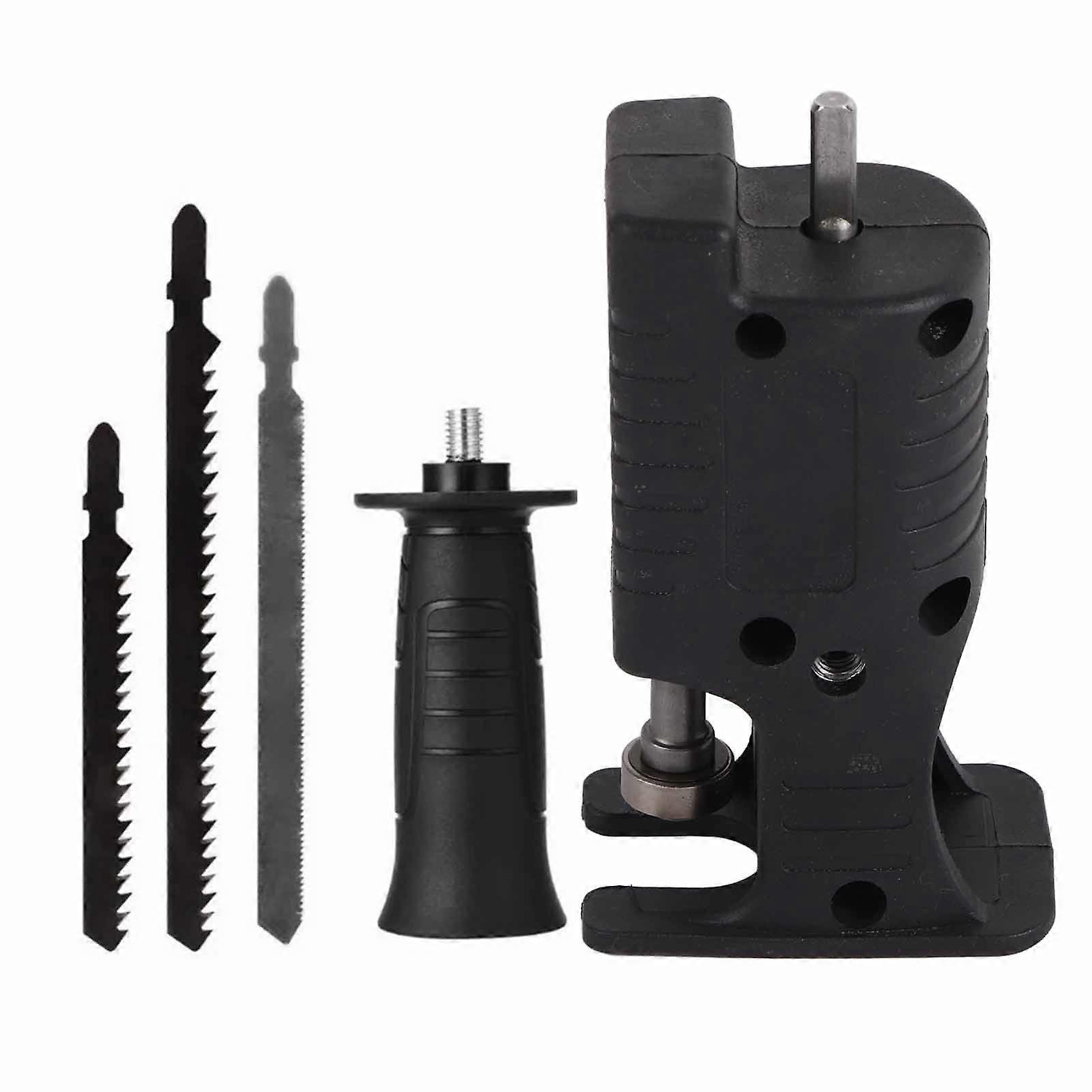 Electric Drill to Saw Adapter Tight Connection Chainsaw Conversion Head with 3 Saws Black