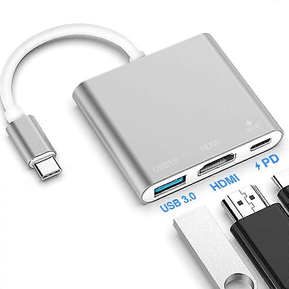 Type C Adapter, Usb 3.1 Hub (Usb-C & Thunderbolt 3 Port Compatible) On Usb 3.0 / Hdmi / Type C Socket Loading Adapter Converter For Macbook, Google Ch