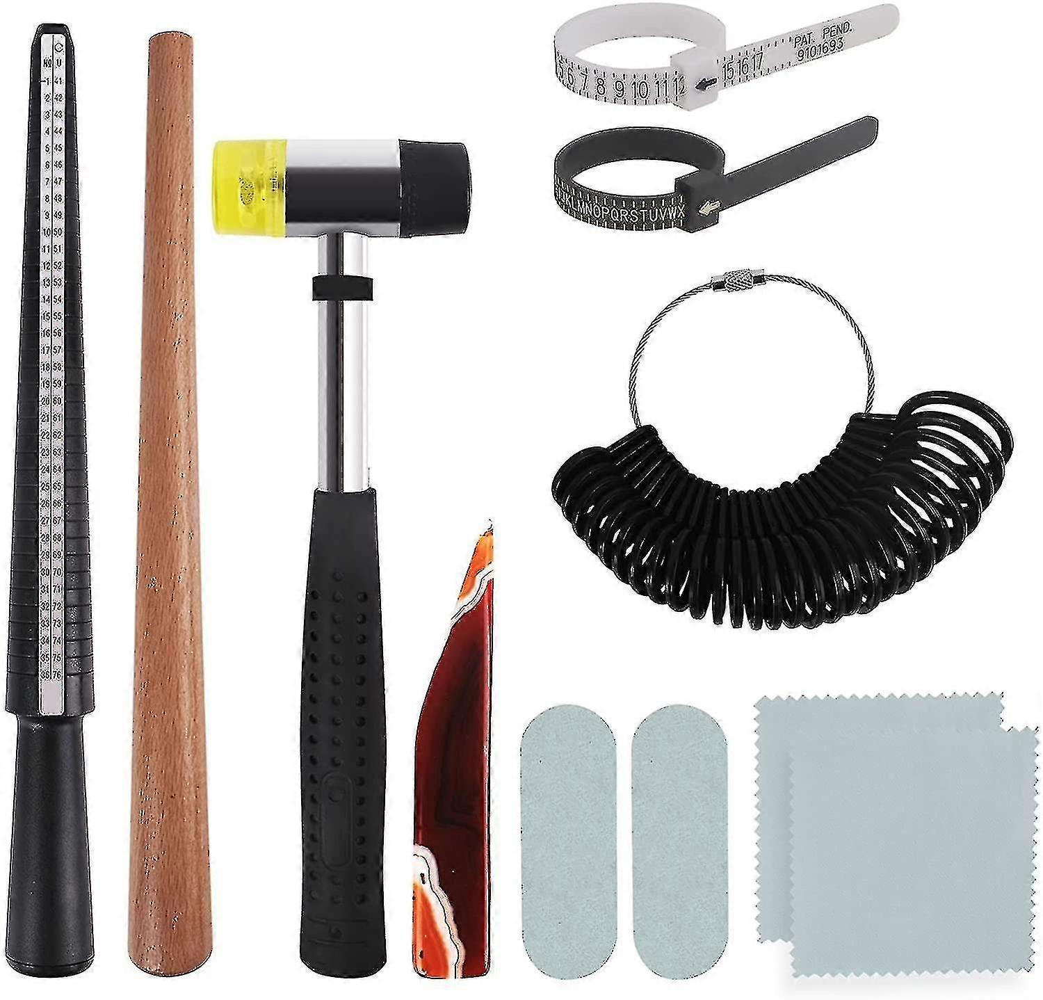 11pcs Us Uk Ring Mandrel Set Ring Making Tool, ring Sizer Measuring Repair Tools