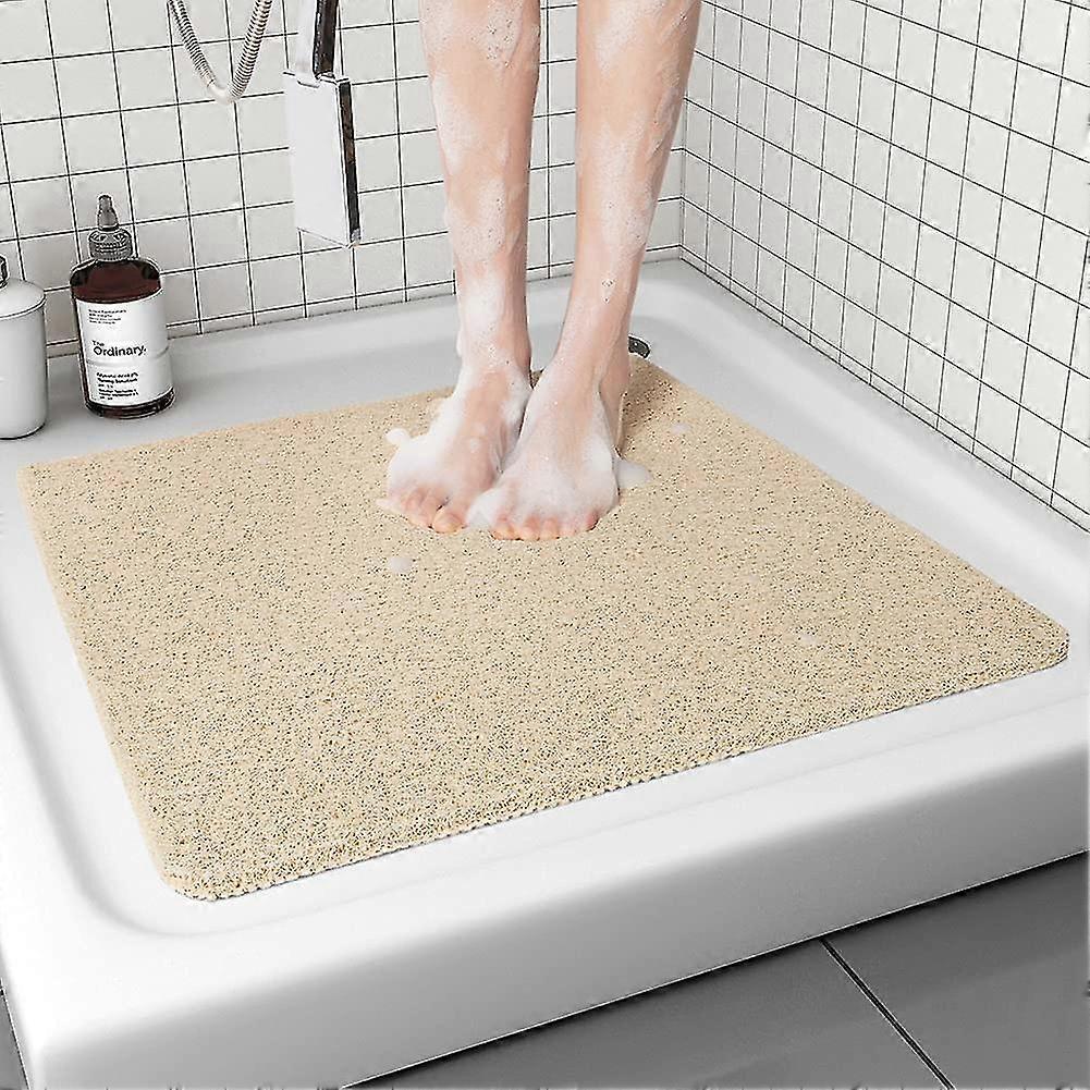 Non Slip Shower Mat, Comfortable Bath Mat For Textured Surface,Quick Drying Easy Cleaning Shower Floor Mat Beige 24 X 24inch