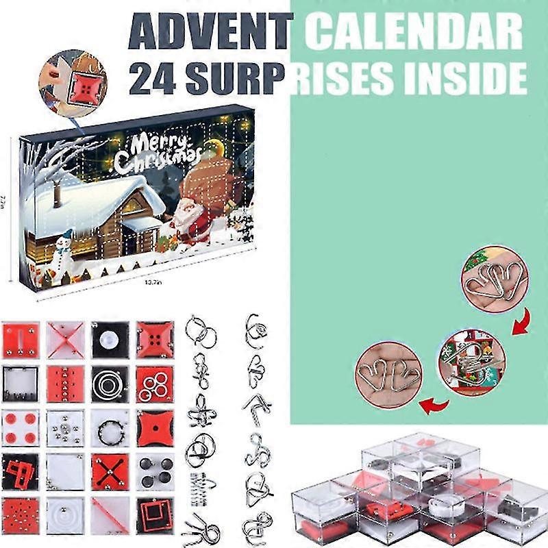 Brain Teaser Puzzle Advent Calendar, Advent Calendar 2022 For Kids, 24 Pcs Christmas Countdown Calendar Gift Box For Teens Boys Girls Adults