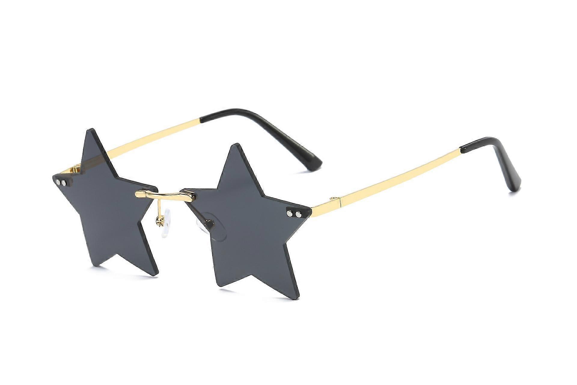 Rimless Star Shape Sunglasses Trendy Sun Glasses (black)