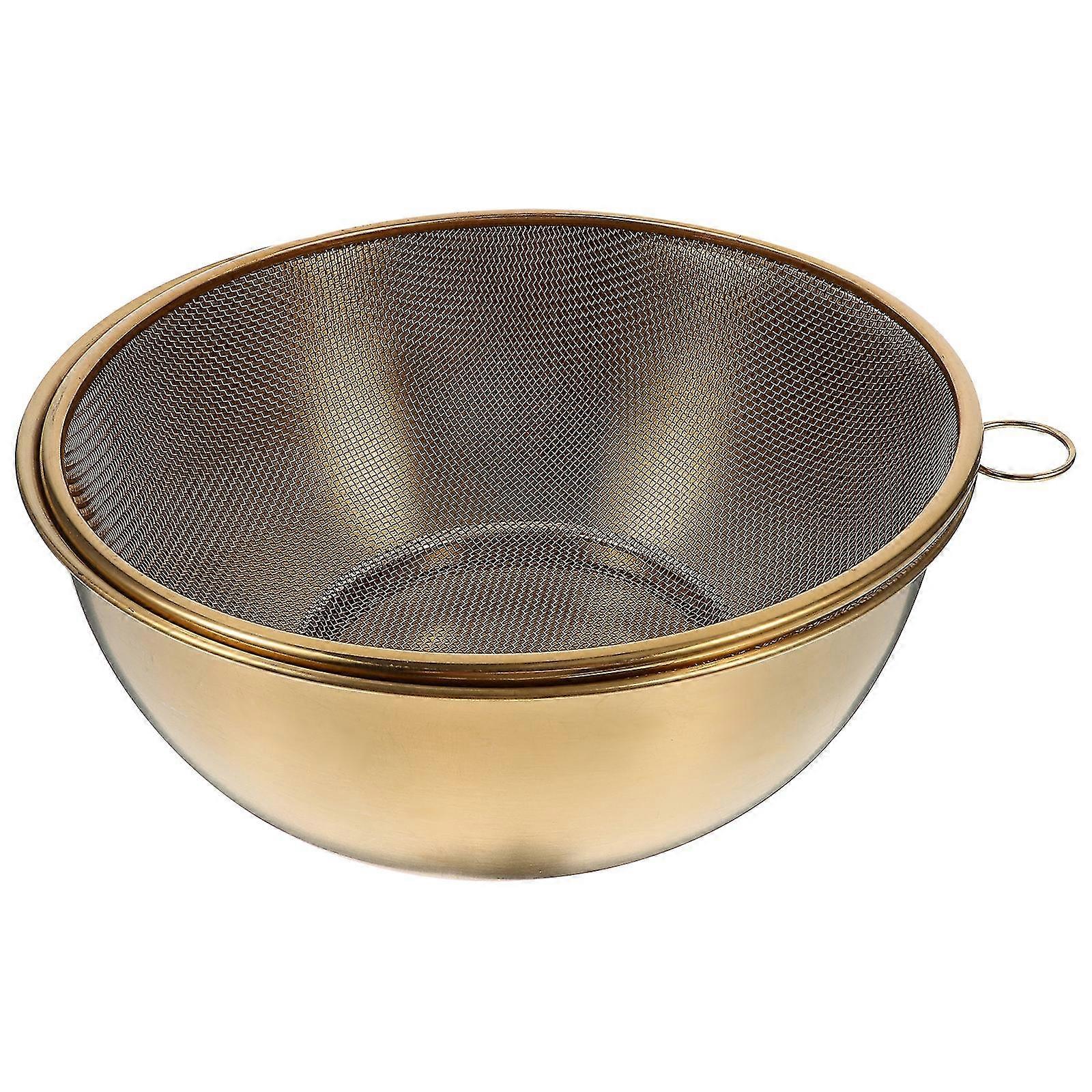 1 Set Of Stainless Steel Colander Mixing Bowl Draining Basin Rice Colander Strainer