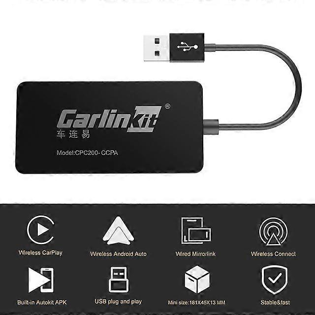 Kablosuz Android CarlinKit 4.0 Apple CarPlay Dongle için Otomatik CarPlay Adaptörü Kablolu CarPlay USB Tak ve Çalıştır ile Uyumlu