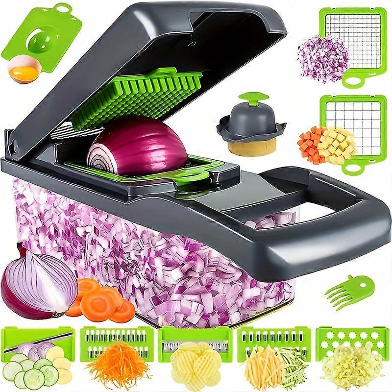 1 Set Multifunctional Chopper, 15 In 1 Food Chopper 8 Blades Cutter With Container, Kitchen Vegetable Onion Chopper Slicer, Potato Shredder Salad Chop