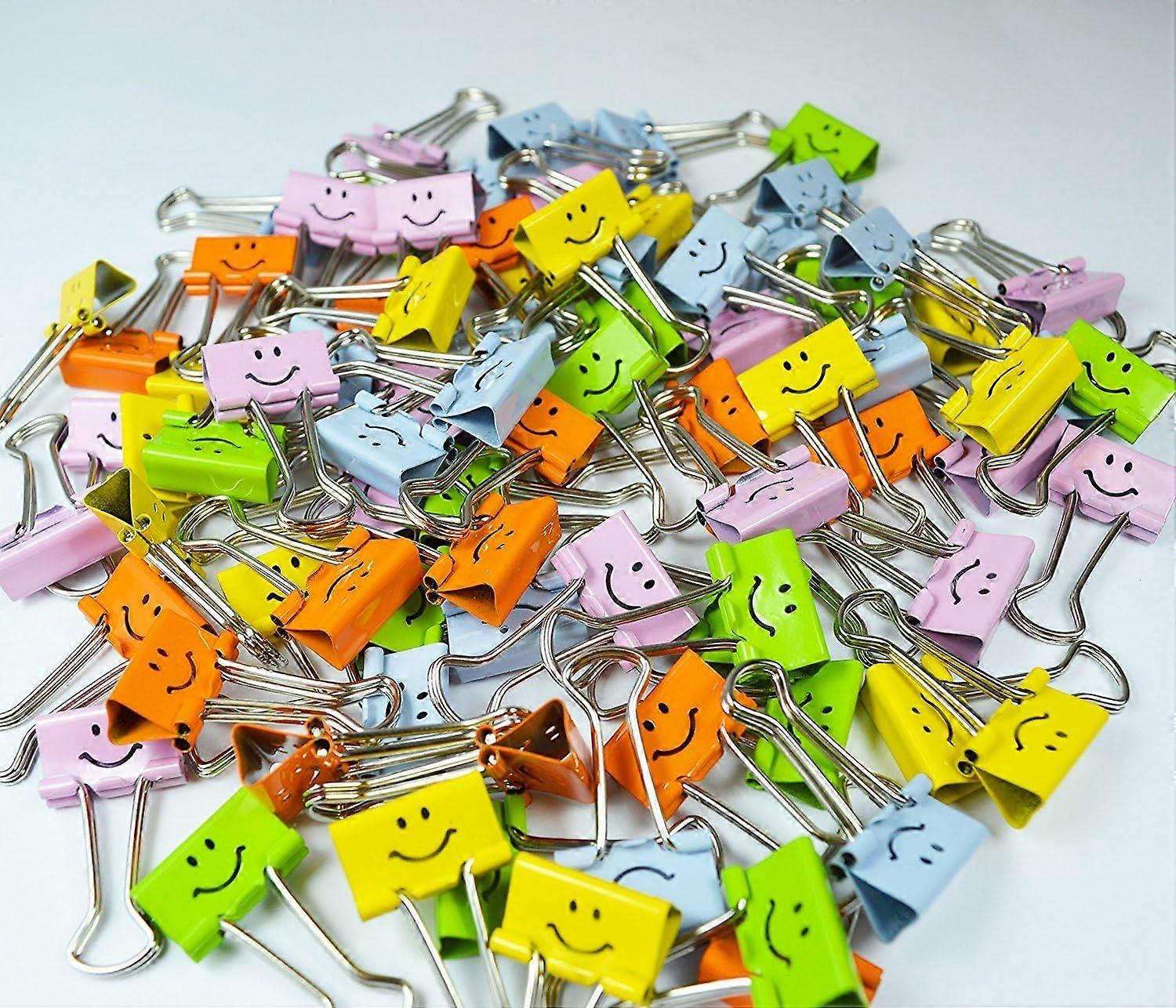 19 mm, Pack of 80 Smiling Double Clip Pliers, Assorted Colors