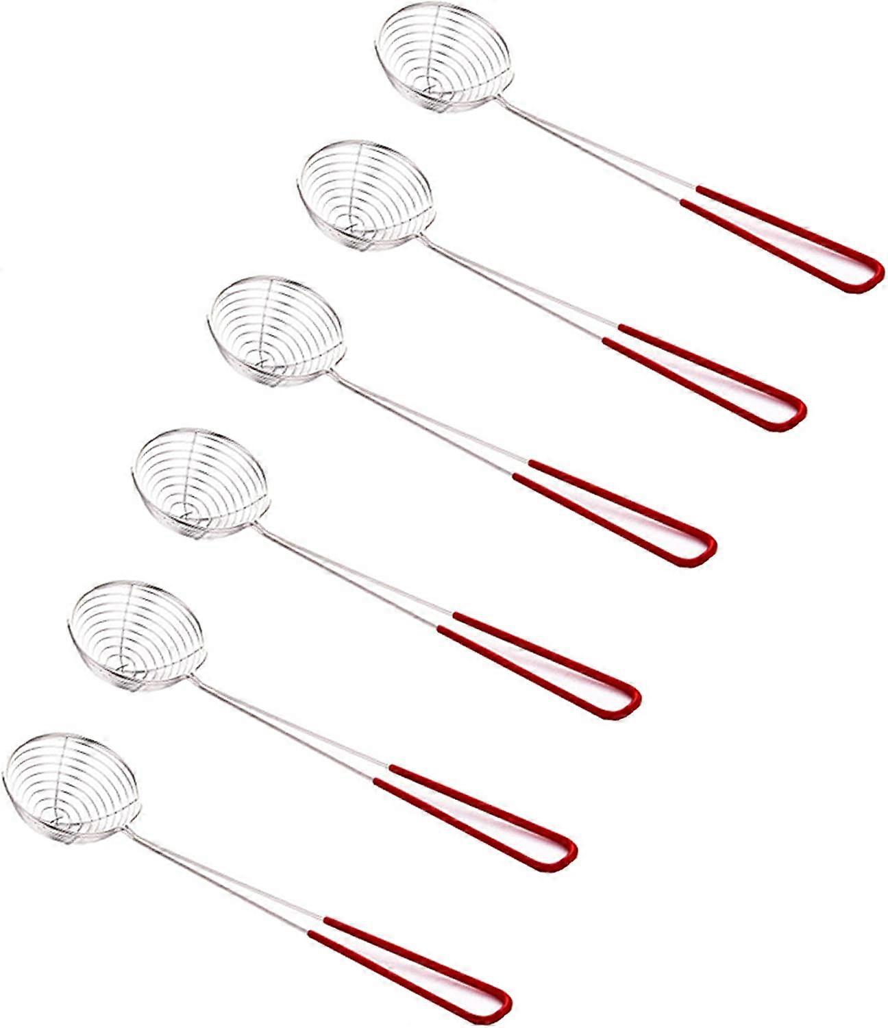 6Pcs Straining Spoons, Fine Skimmers, Kitchen Colanders The Practical Boiling Gift