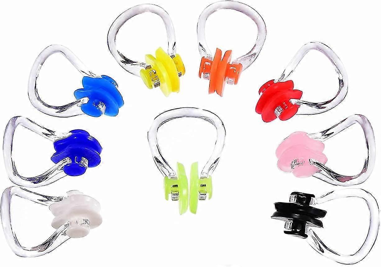 10pcs Silicone Swimming Nose Clip, Waterproof Swim Training Protector Plug Random Color