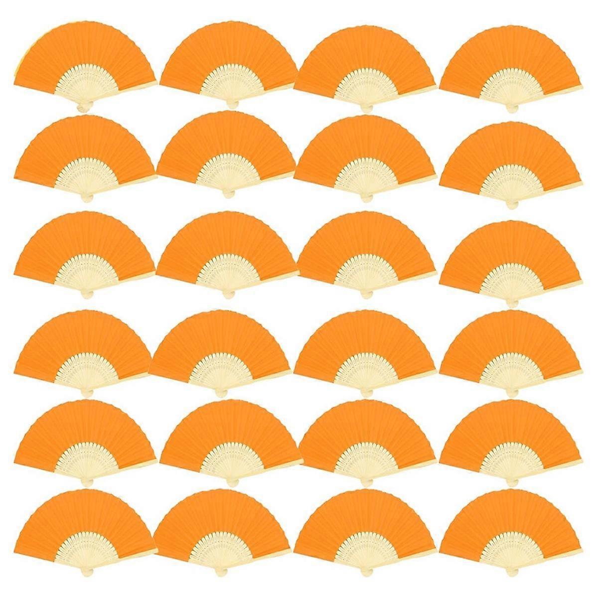 24 PCS Hand Bamboo Folding Fans Handheld Paper Folding Fans for Wedding Parties and Home Decoration