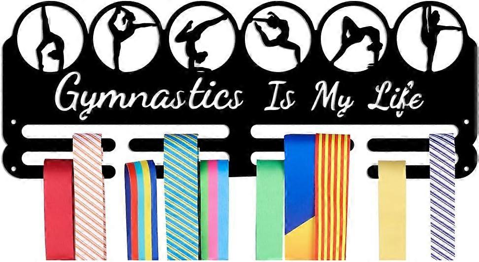 Medals Hanger Display Holder Rack Gymnastics is My Life Medals Display Wall Mounted Frame Medal Ribbon Holder Hooks for Competition Medal Wall Hanging