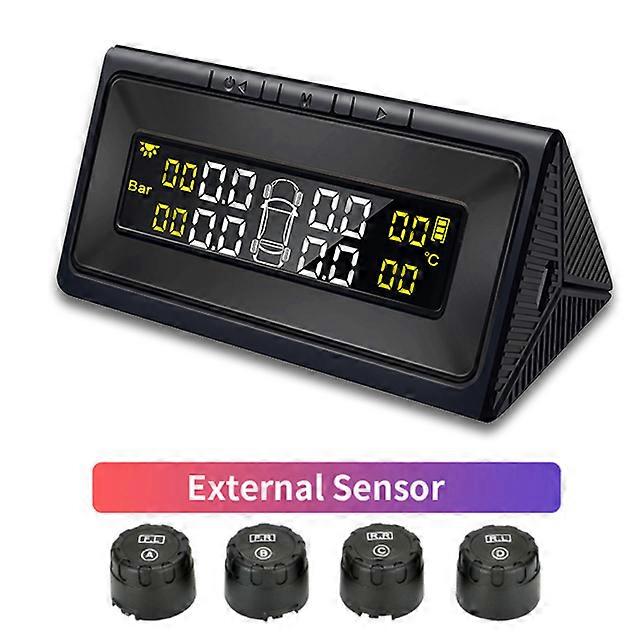 2023 New large Screen TPMS Smart Car Tire Pressure Monitor System Solar Power Intelligent Adjustable LCD Screen Wireless