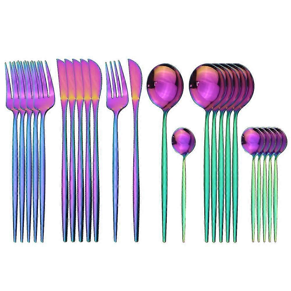 Set di posate in oro rosa Set di stoviglie in acciaio inossidabile 24pcs Coltelli Forchette cucchiaini da caffè Set di posate da cucina Set di stoviglie da cena