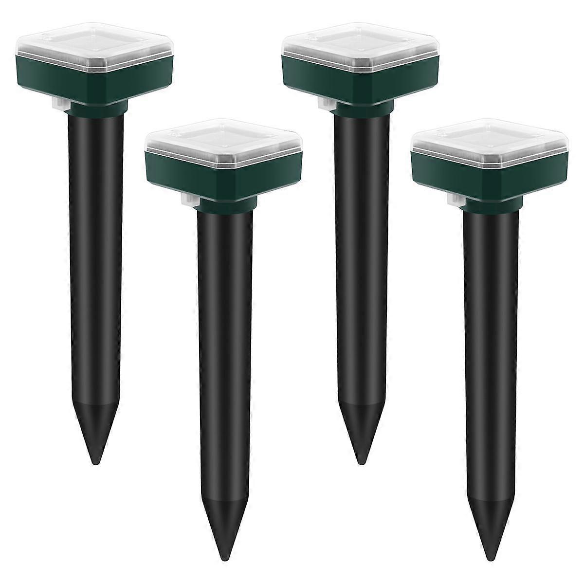 Mole Repellent, 4 Pack Ultrasonic Animal Repellent Solar Powered Gopher and Vole Chaser Humane Rodent Repellent