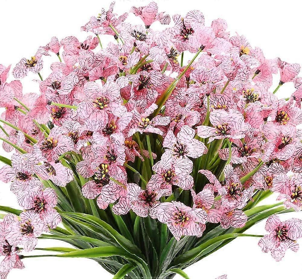 10pcs Artificial Violet Flowers Outdoor UV Resistant Fake Flowers,No Fade Faux Plastic Plant Shrubs Greenery for Indoor Outside Hanging Planter Window