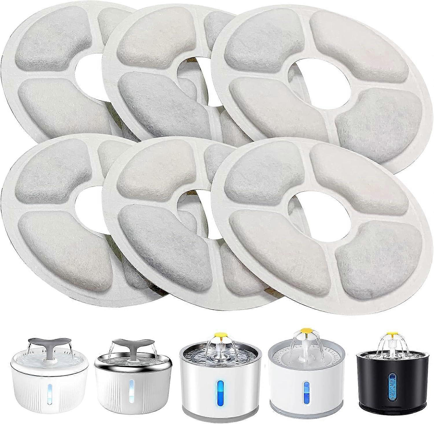 Cat Water Fountain Filter, 6 PCS Triple Action Fountain Filter for Cat Fountain Replacement with Ion Exchange Resin, Activated Carbon for 2-2.5L Water