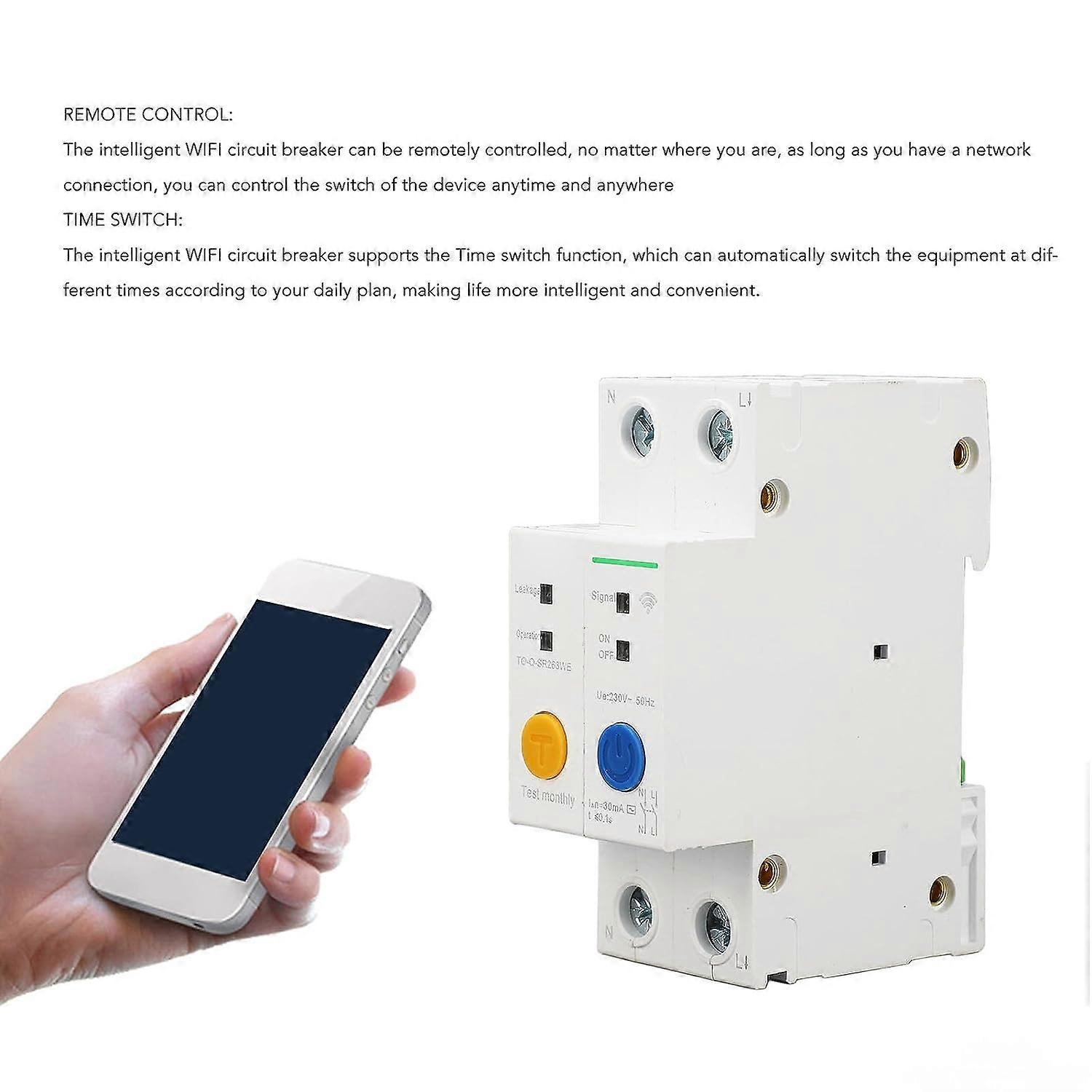 Intelligent Circuit Breaker, Real-time Monitoring Circuit Breaker Wear-resistant AC230V Remote Control for Office Use (32A)