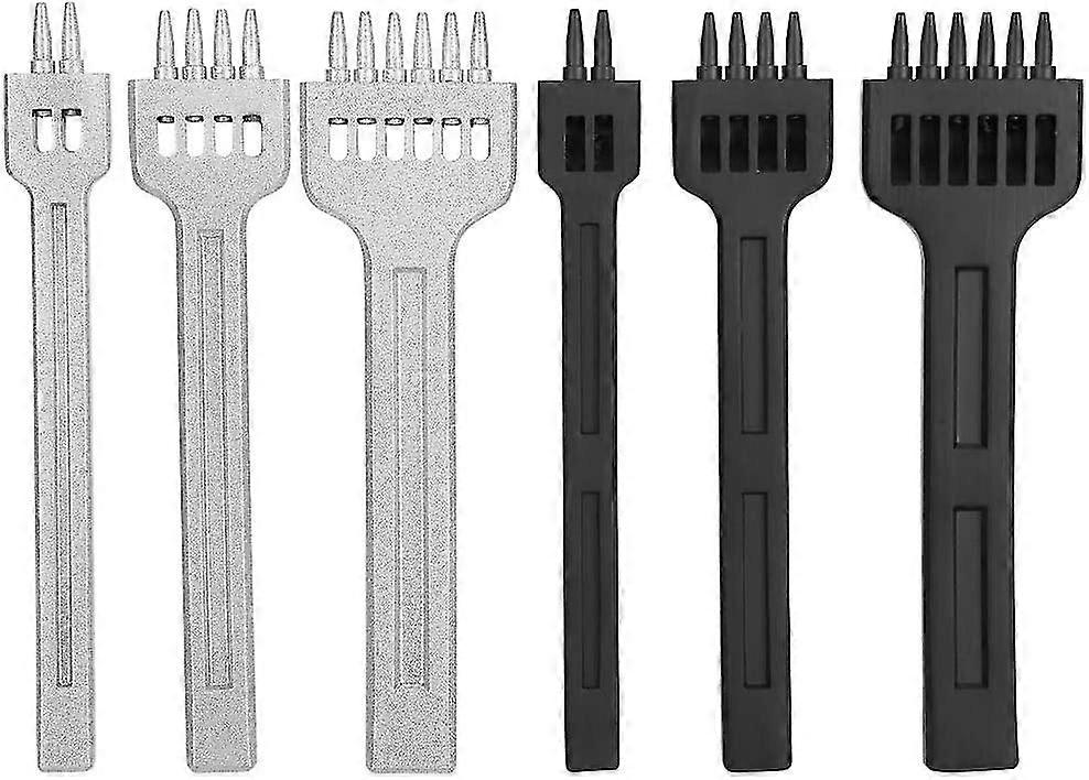 6pcs Leather Hole Punch Tool Set 2/4/6 Holes Claw Spacing 4mm