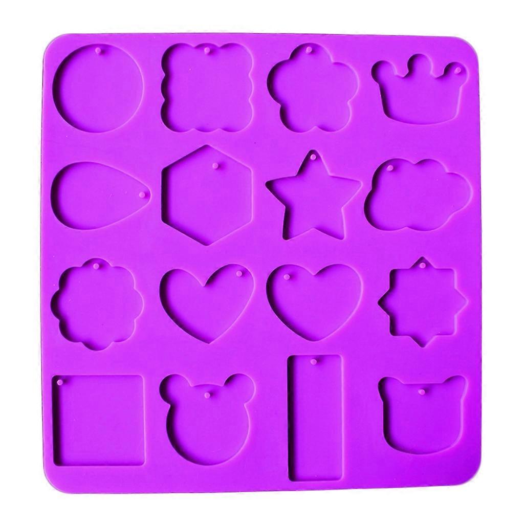 Cat-head Bear-head Round Square Keychain Silicone Molds with Hole Pendant Mold