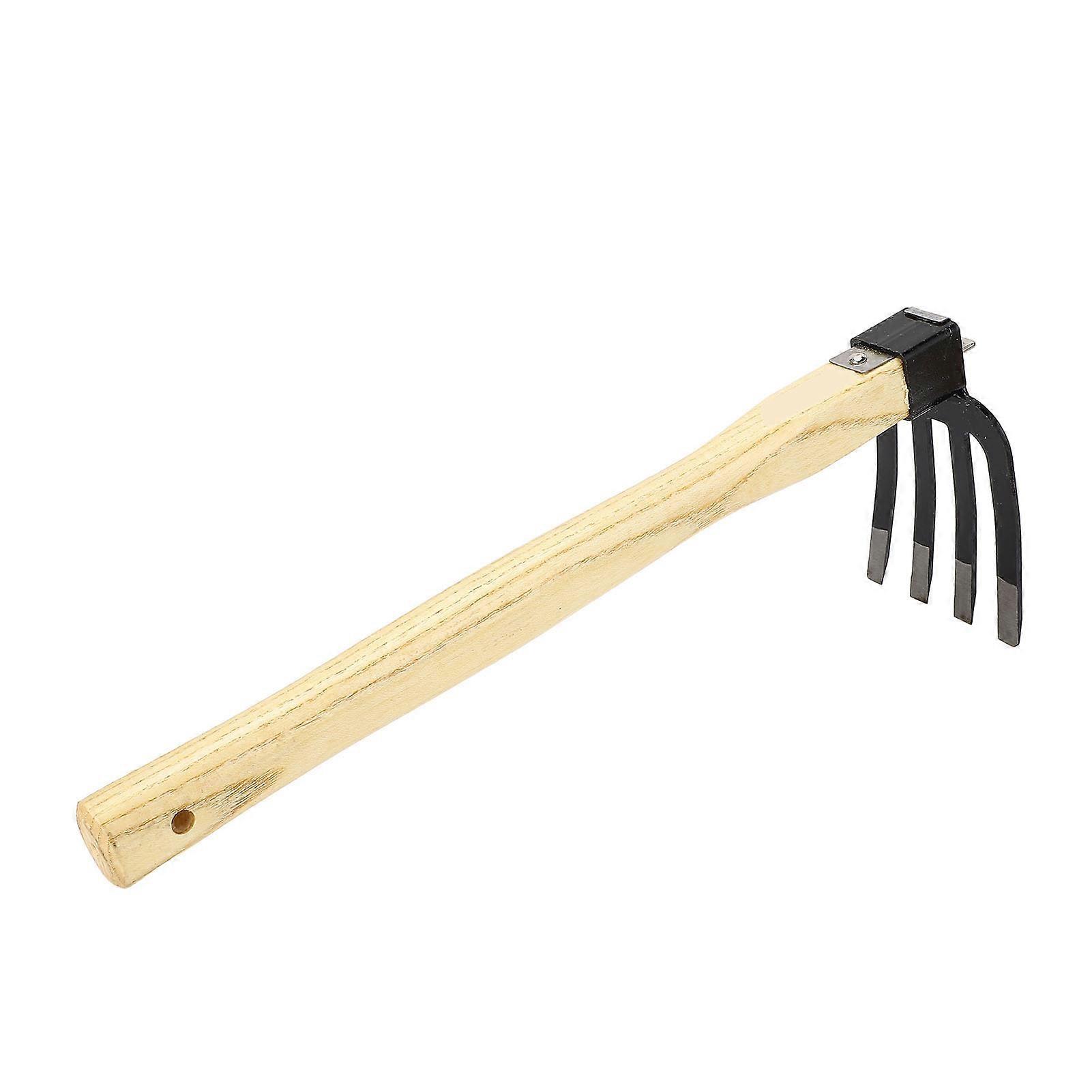 Hoe Fork Combo Wooden Handle Garden Tool for Soil Aeration