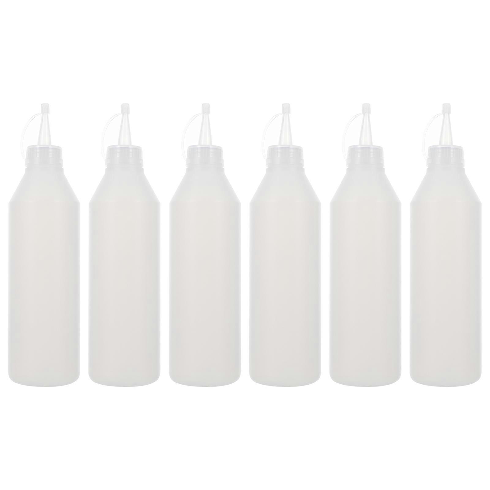 6Pcs 500ML White Tip Glue Bottles Plastic Precision Tip Applicator Bottles