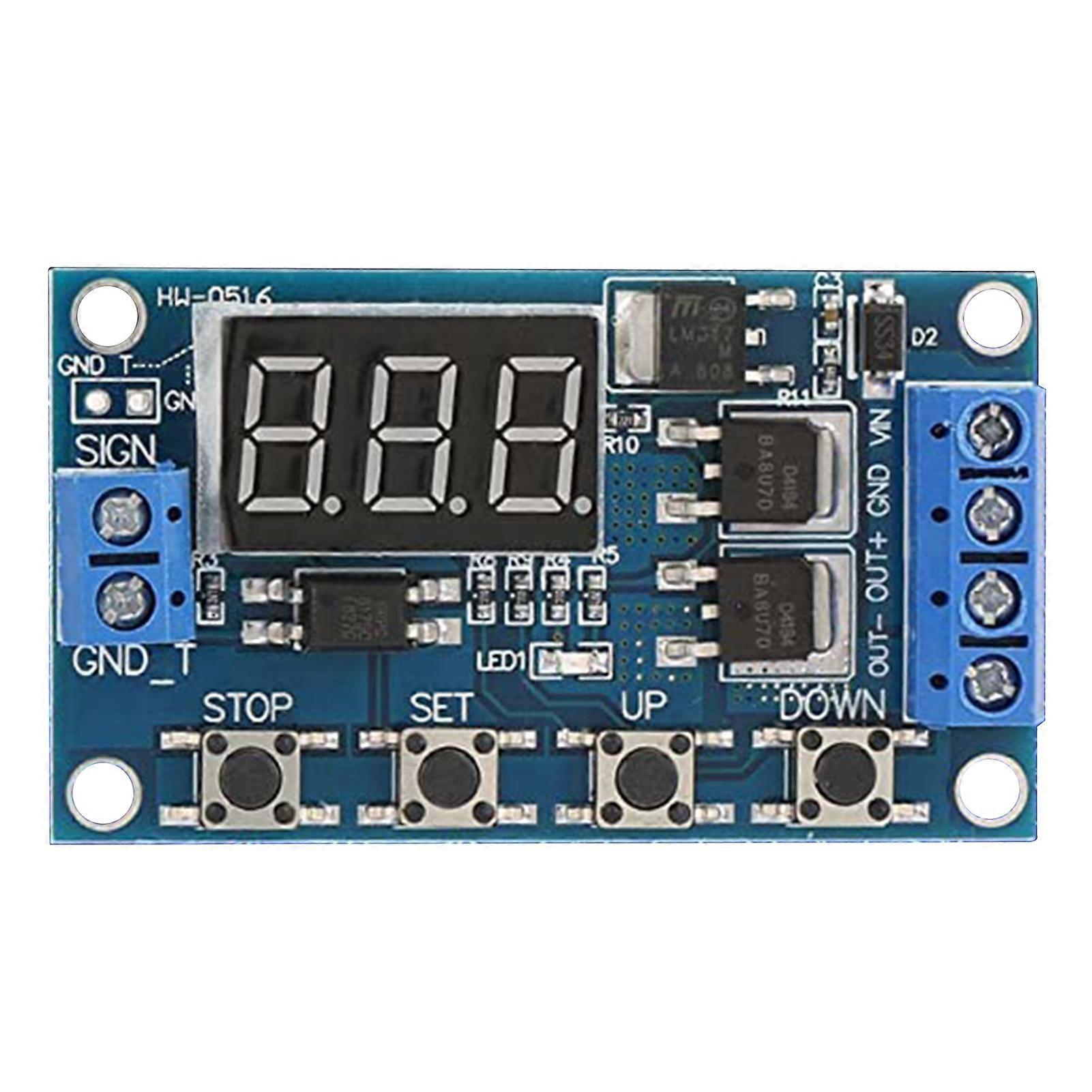 DC 12/24V Dual MOS Digital Display LED Timer Delay Switch Circuit Board Timing Control Module