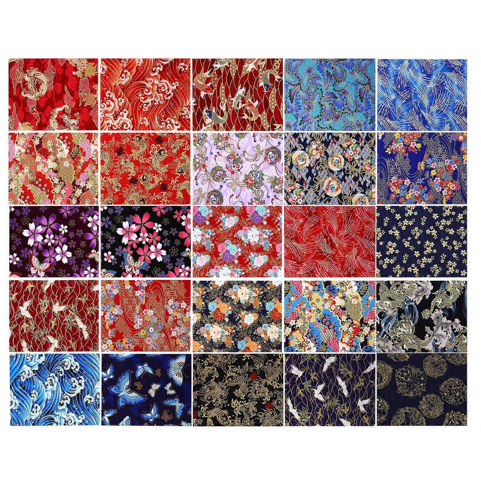25 Sheets DIY Craft Sewing Cotton Fabric Patchwork Floral Bronzing Fabric