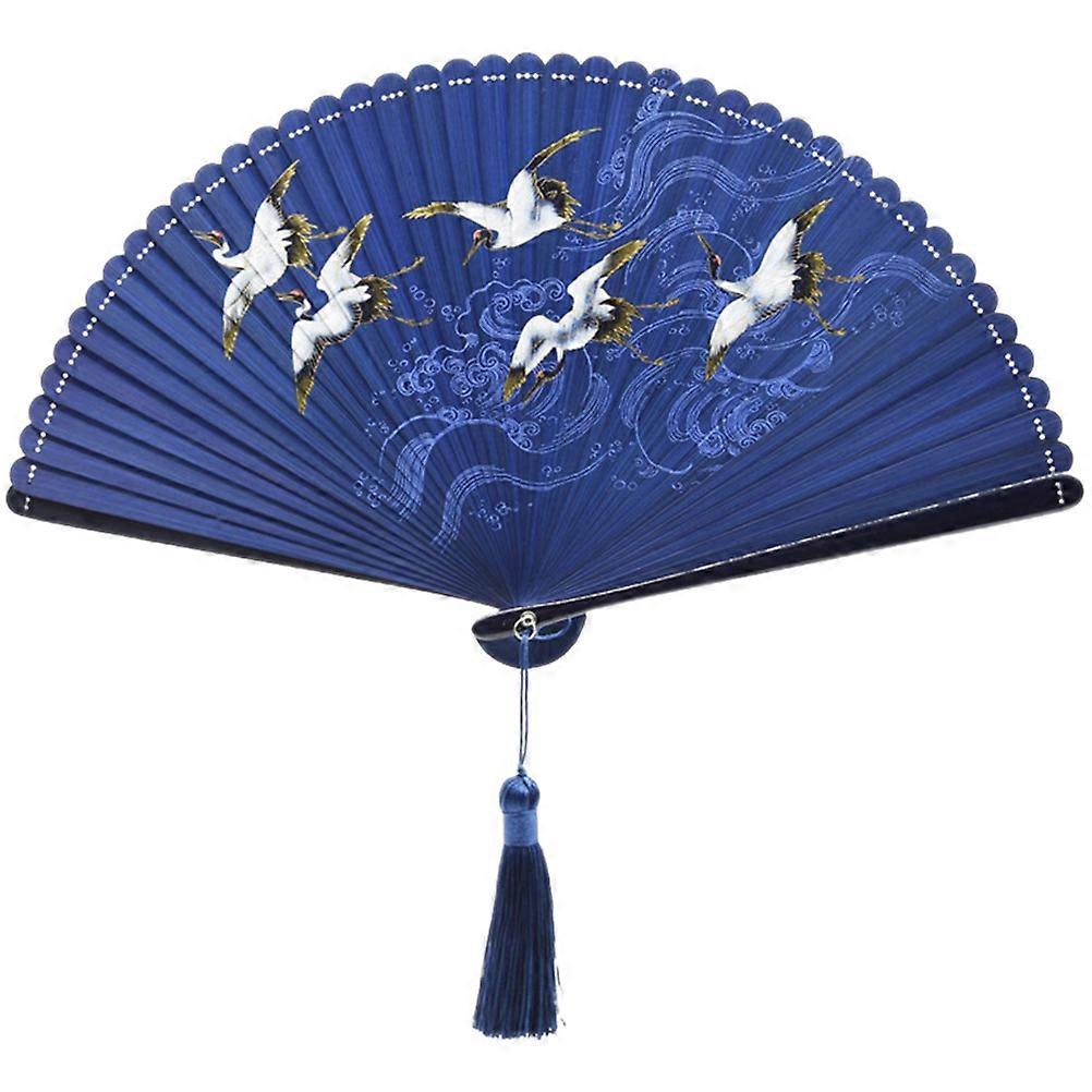 Crane Printing Folding Fan Chinese Style Folding Fan Dancing Fan Decorative Foldable Fan
