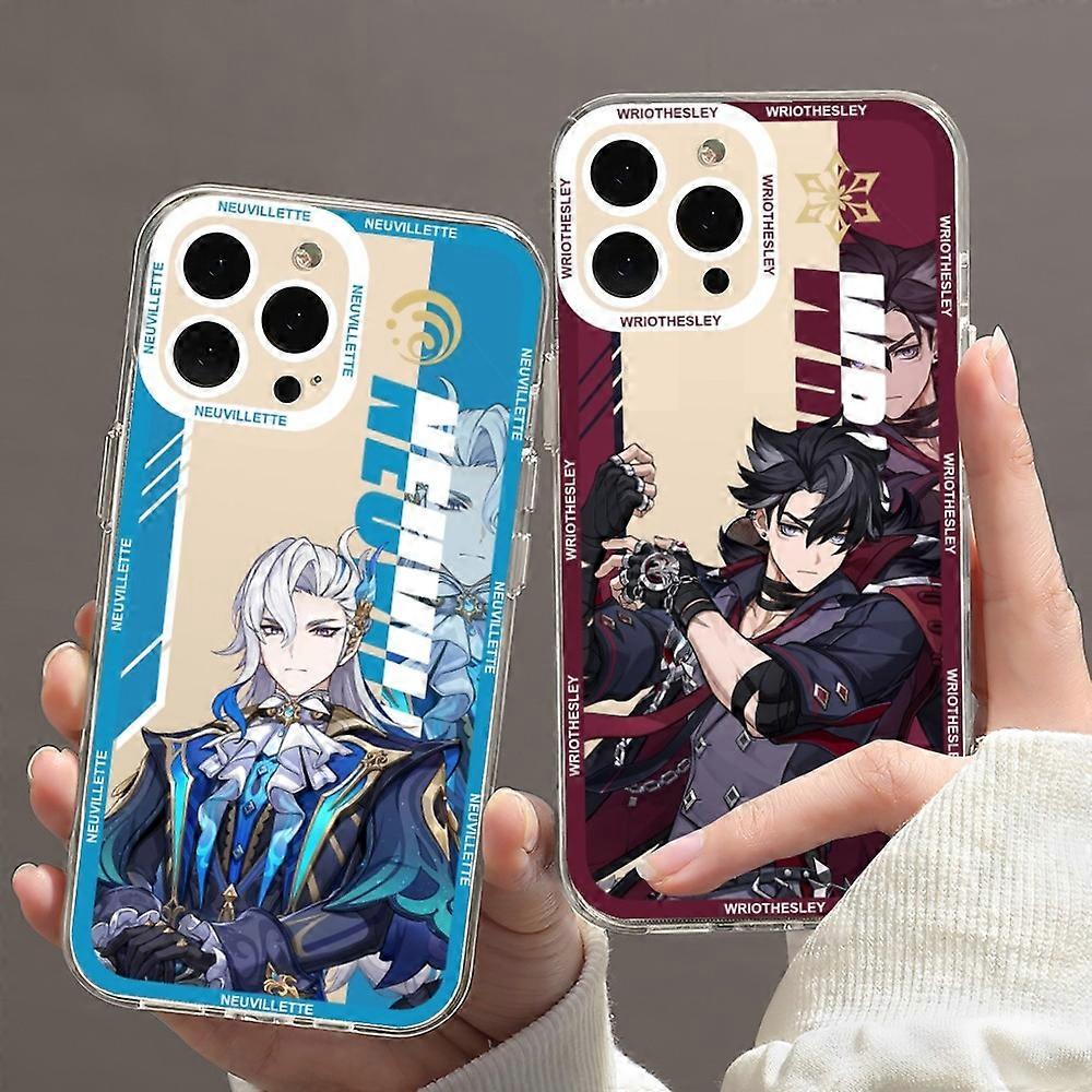 Genshin Impact Neuvillette Wriothesley Phone Case For iPhone 11 12 Mini 13 14 Pro Max Transparent Shell