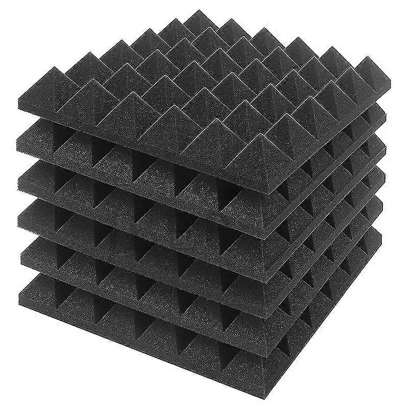 6 Piece Charcoal Acoustic Panel Studio Foam Wedge Fireproof Insulation Liner Siding 30 X 30 X 5cm (