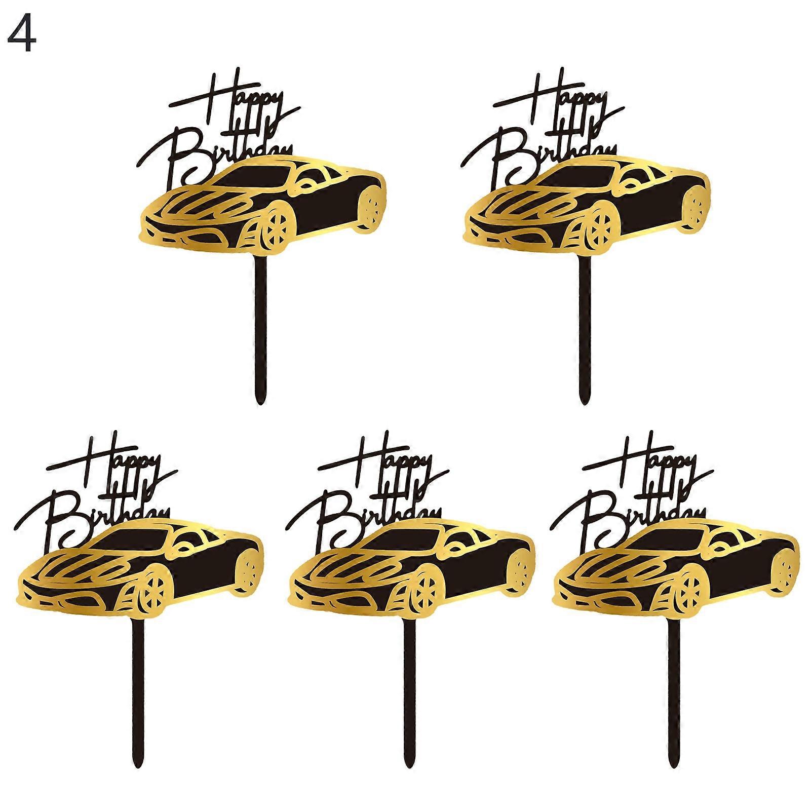 5Pcs Acrylic Cake Topper Delicate Blessing Colorful DIY Holiday Birthday Cake Topper Party Supplies Qinhai